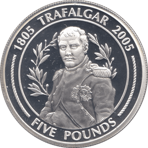 2005 SILVER PROOF FIVE POUNDS GIBRALTAR Ref.24 - SILVER WORLD COINS - Cambridgeshire Coins
