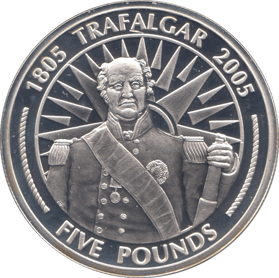 2005 SILVER PROOF FIVE POUNDS GIBRALTAR Ref.8 - SILVER WORLD COINS - Cambridgeshire Coins