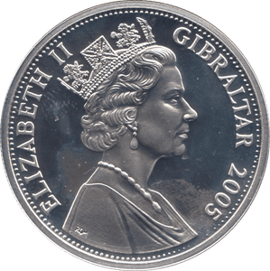 2005 SILVER PROOF FIVE POUNDS GIBRALTAR Ref.9 - SILVER WORLD COINS - Cambridgeshire Coins