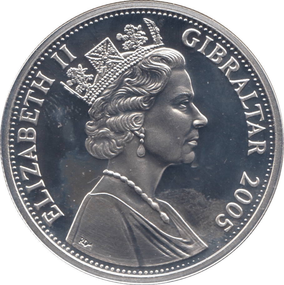 2005 SILVER PROOF FIVE POUNDS GIBRALTAR Ref.9 - SILVER WORLD COINS - Cambridgeshire Coins