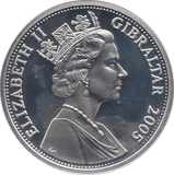 2005 SILVER PROOF FIVE POUNDS GIBRALTAR Ref.9 - SILVER WORLD COINS - Cambridgeshire Coins