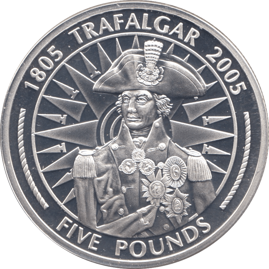 2005 SILVER PROOF FIVE POUNDS GIBRALTAR Ref.9 - SILVER WORLD COINS - Cambridgeshire Coins