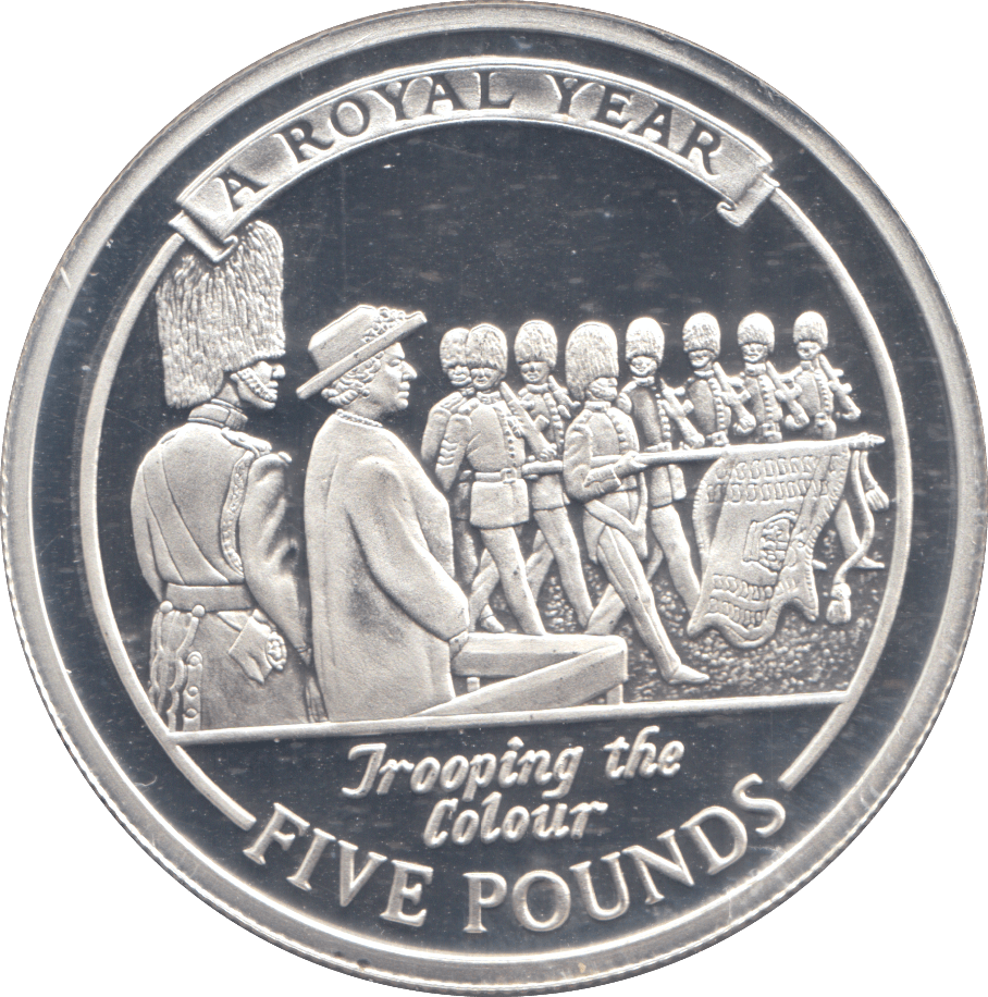 2005 SILVER PROOF FIVE POUNDS TROOPING THE COLOUR - £5 Silver Proof - Cambridgeshire Coins