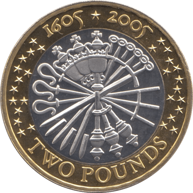 2005 SILVER PROOF GUNPOWDER PLOT TWO POUNDS - SILVER WORLD COINS - Cambridgeshire Coins
