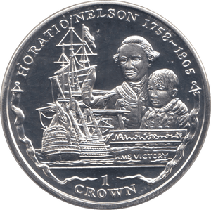 2005 SILVER PROOF HORATIO NELSON COMMEMORATIVE CROWN FALKLAND ISLANDS - SILVER WORLD COINS - Cambridgeshire Coins