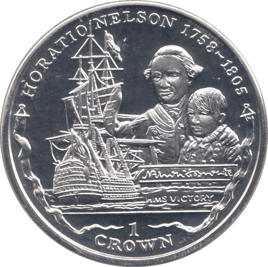 2005 SILVER PROOF HORATIO NELSON COMMEMORATIVE CROWN FALKLAND ISLANDS - SILVER WORLD COINS - Cambridgeshire Coins