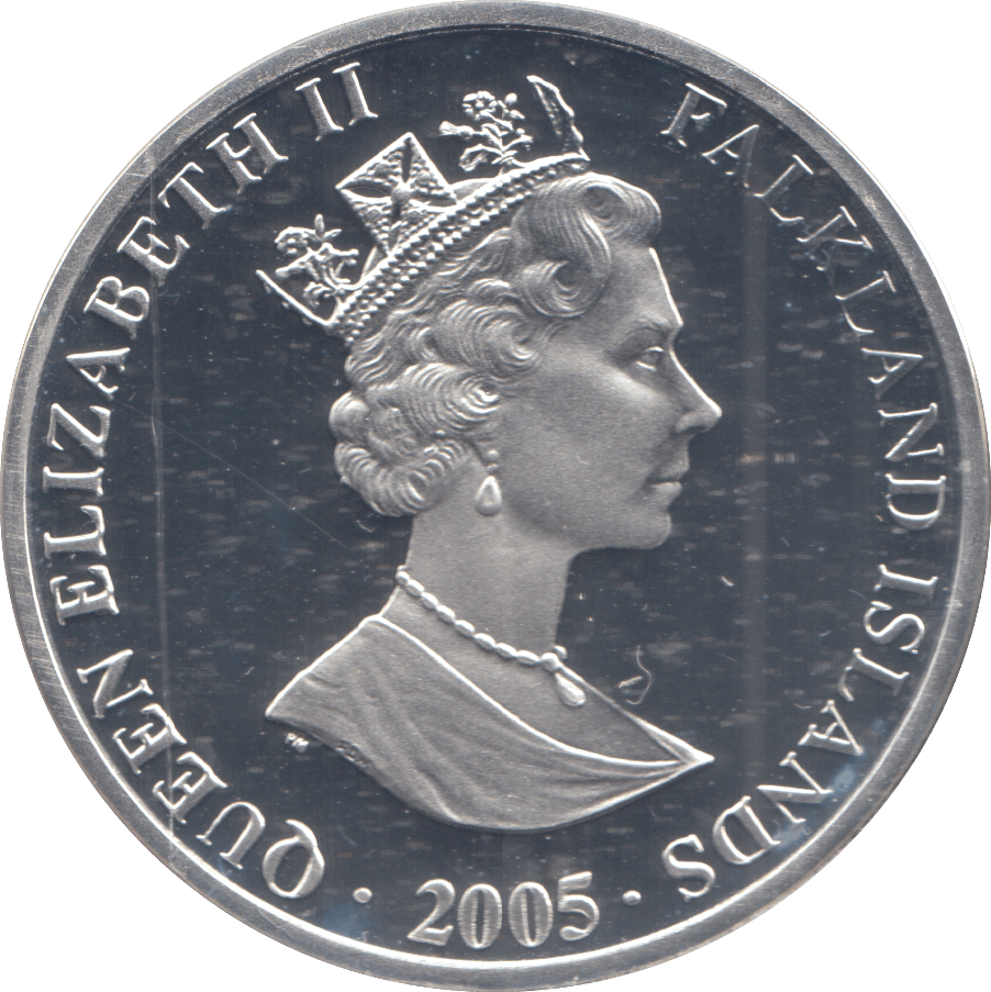 2005 SILVER PROOF ONE CROWN FALKLAN ISLANDS - SILVER WORLD COINS - Cambridgeshire Coins