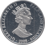 2005 SILVER PROOF ONE CROWN FALKLAN ISLANDS - SILVER WORLD COINS - Cambridgeshire Coins