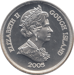 2005 SILVER PROOF ONE CROWN GOUGH ISLAND - SILVER WORLD COINS - Cambridgeshire Coins