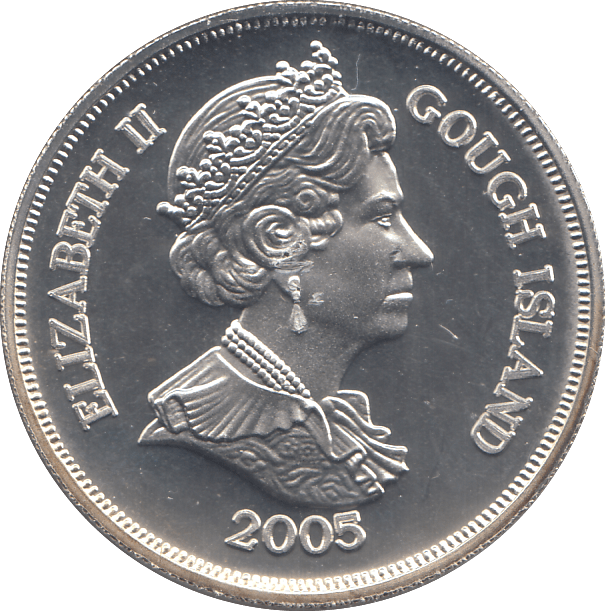 2005 SILVER PROOF ONE CROWN GOUGH ISLAND - SILVER WORLD COINS - Cambridgeshire Coins