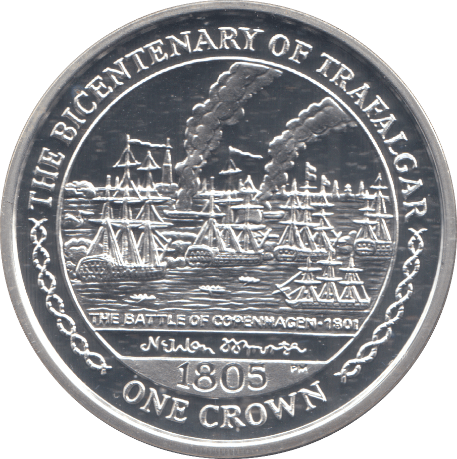 2005 SILVER PROOF ONE CROWN ISLE OF MAN - SILVER WORLD COINS - Cambridgeshire Coins