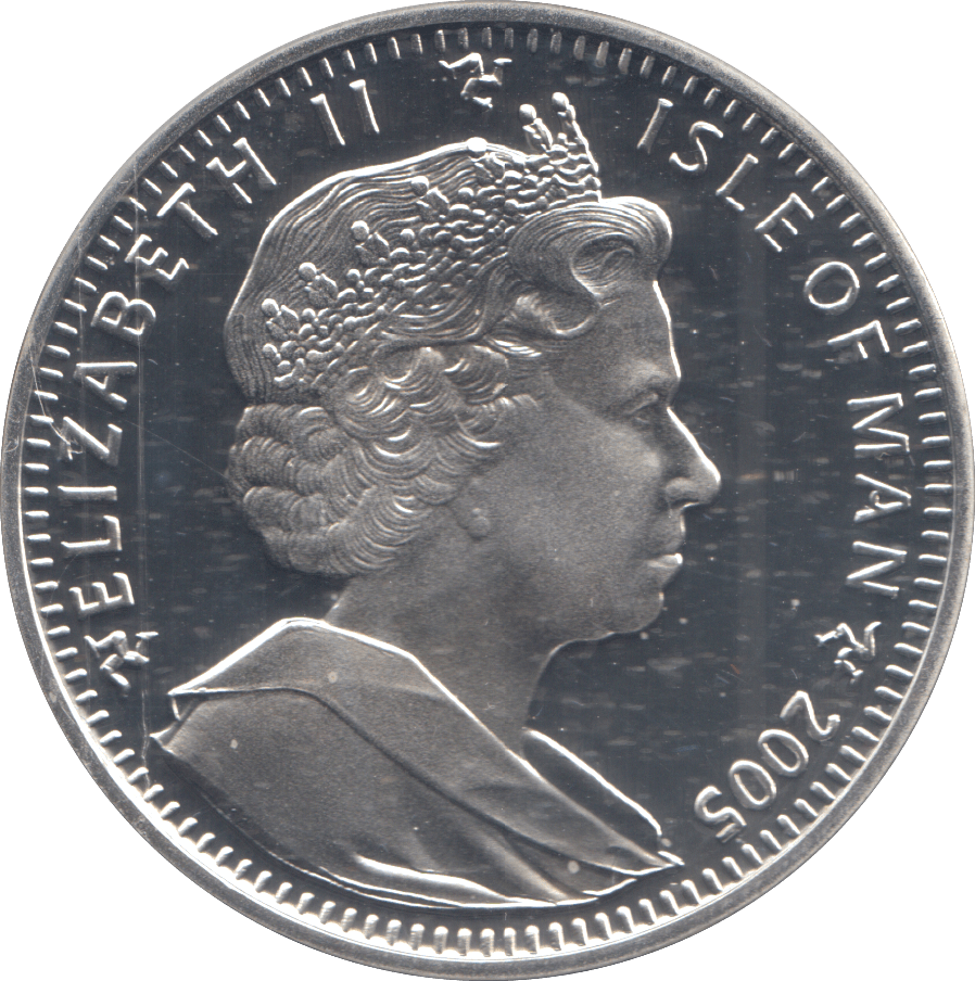 2005 SILVER PROOF ONE CROWN ISLE OF MAN - SILVER WORLD COINS - Cambridgeshire Coins