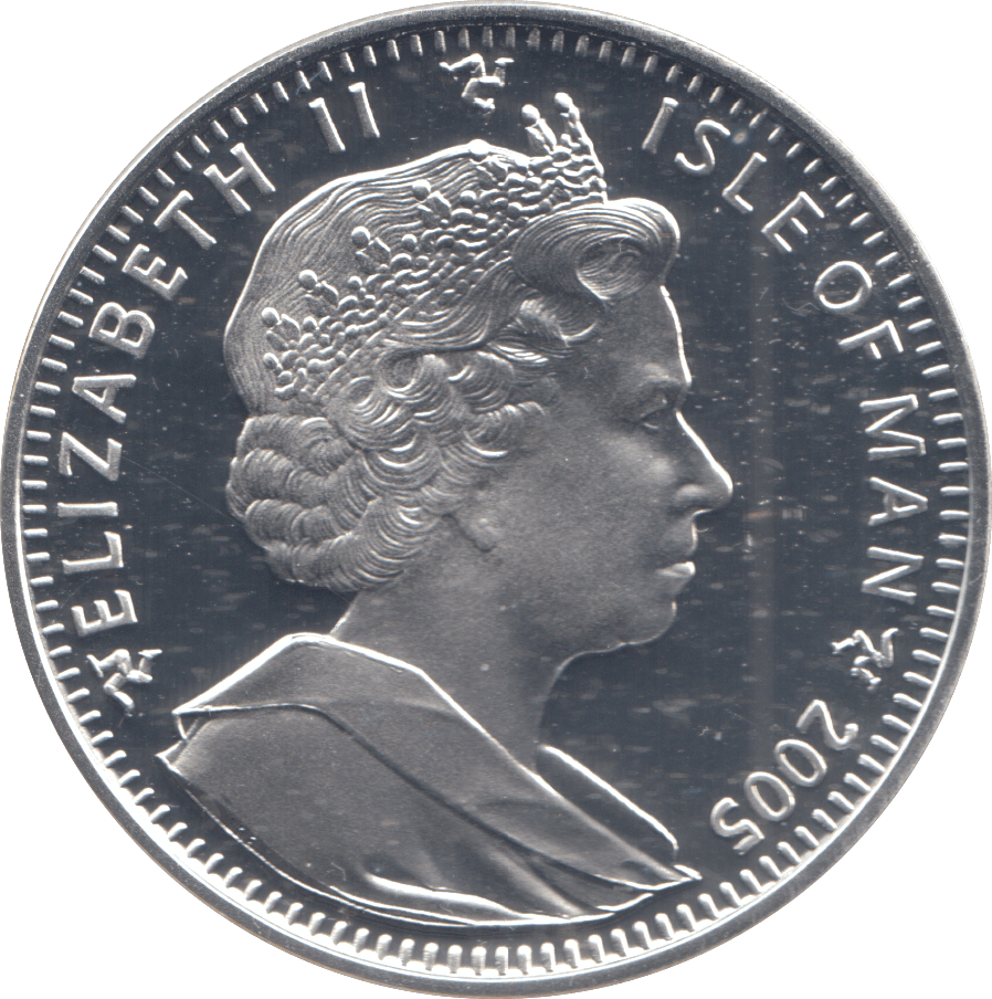 2005 SILVER PROOF ONE CROWN ISLE OF MAN - SILVER WORLD COINS - Cambridgeshire Coins