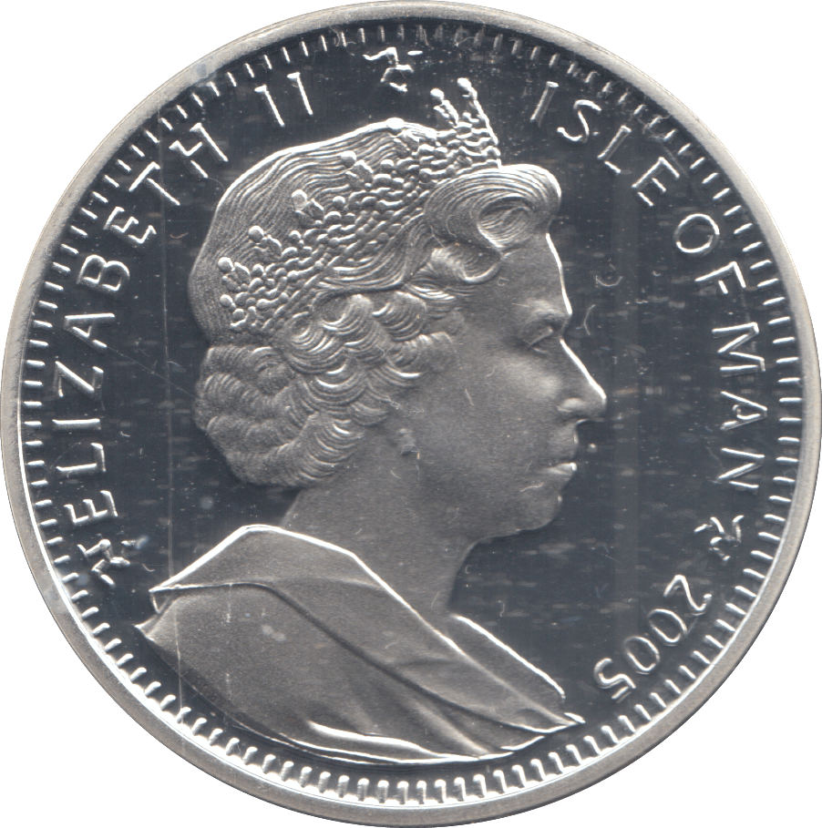 2005 SILVER PROOF ONE CROWN ISLE OF MAN - SILVER WORLD COINS - Cambridgeshire Coins