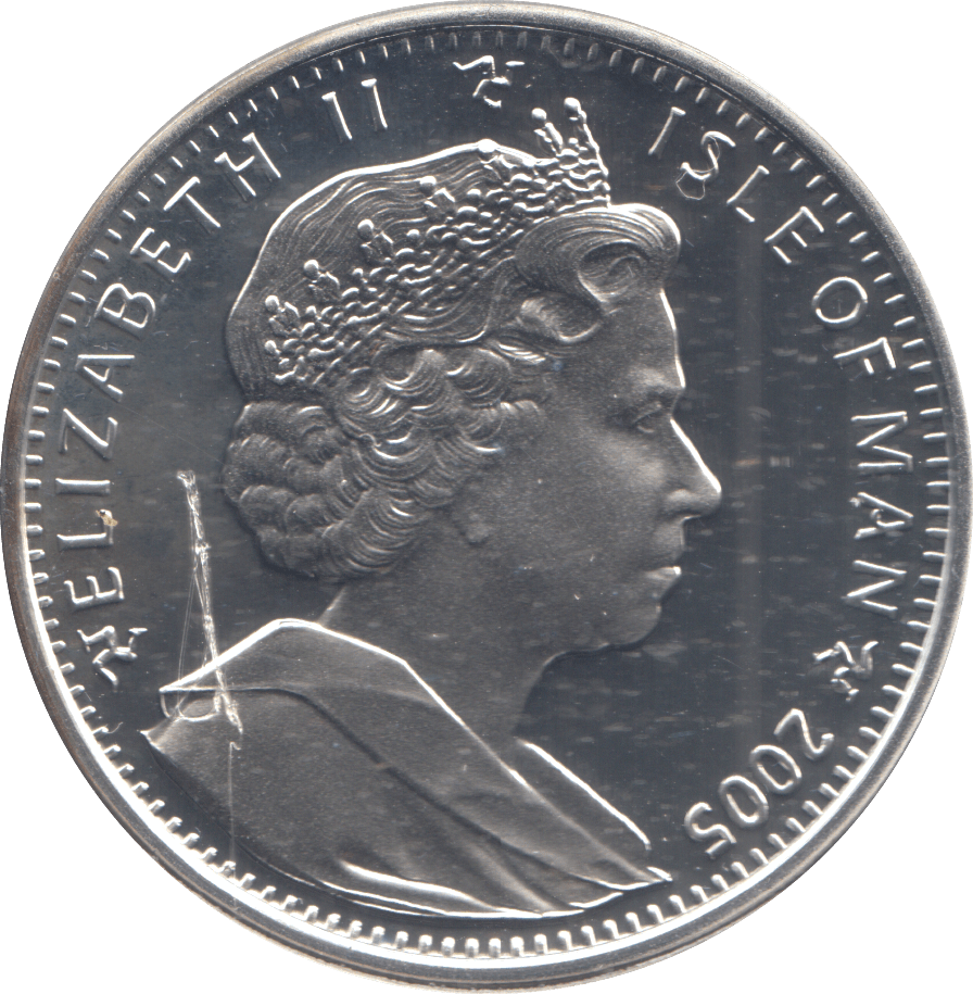 2005 SILVER PROOF ONE CROWN ISLE OF MAN - SILVER WORLD COINS - Cambridgeshire Coins