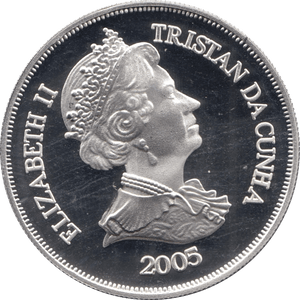 2005 SILVER PROOF ONE CROWN TRISTAN DA CUNHA - SILVER WORLD COINS - Cambridgeshire Coins