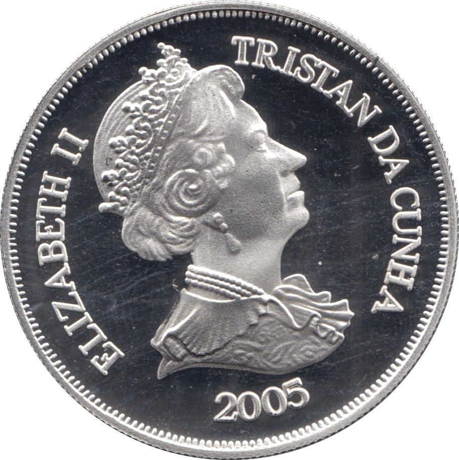 2005 SILVER PROOF ONE CROWN TRISTAN DA CUNHA - SILVER WORLD COINS - Cambridgeshire Coins