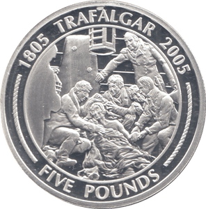 2005 SILVER PROOF TRAFALGAR FIVE POUNDS GIBRALTAR - SILVER WORLD COINS - Cambridgeshire Coins