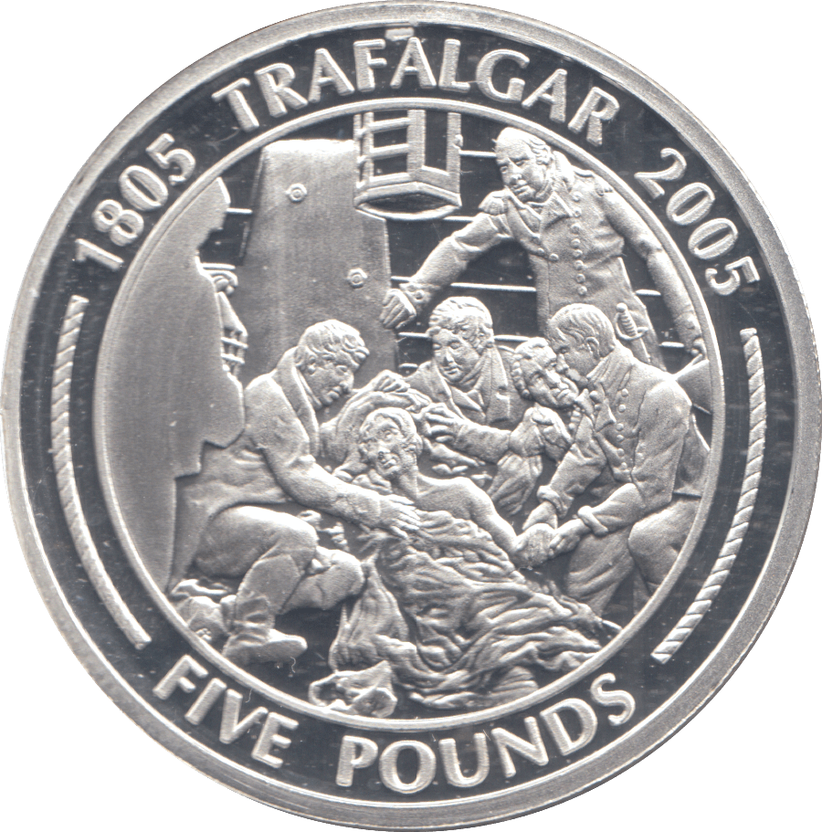 2005 SILVER PROOF TRAFALGAR FIVE POUNDS GIBRALTAR - SILVER WORLD COINS - Cambridgeshire Coins