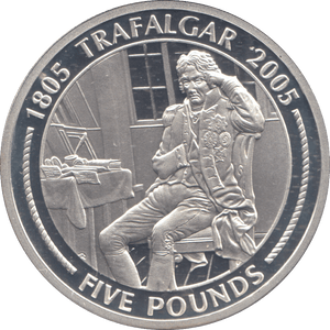 2005 SILVER PROOF TRAFALGAR FIVE POUNDS GIBRALTAR - SILVER WORLD COINS - Cambridgeshire Coins