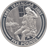 2005 SILVER PROOF TRAFALGAR FIVE POUNDS GIBRALTAR - SILVER WORLD COINS - Cambridgeshire Coins