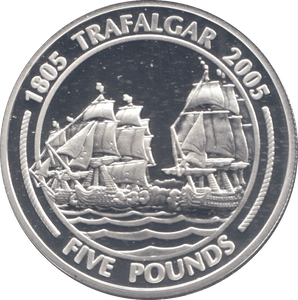 2005 SILVER PROOF TRAFALGAR FIVE POUNDS GIBRALTAR - SILVER WORLD COINS - Cambridgeshire Coins