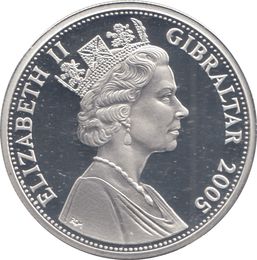 2005 SILVER PROOF TRAFALGAR FIVE POUNDS GIBRALTAR - SILVER WORLD COINS - Cambridgeshire Coins