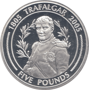 2005 SILVER PROOF TRAFALGAR FIVE POUNDS GIBRALTAR - SILVER WORLD COINS - Cambridgeshire Coins