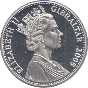 2005 SILVER PROOF TRAFALGAR FIVE POUNDS GIBRALTAR - SILVER WORLD COINS - Cambridgeshire Coins