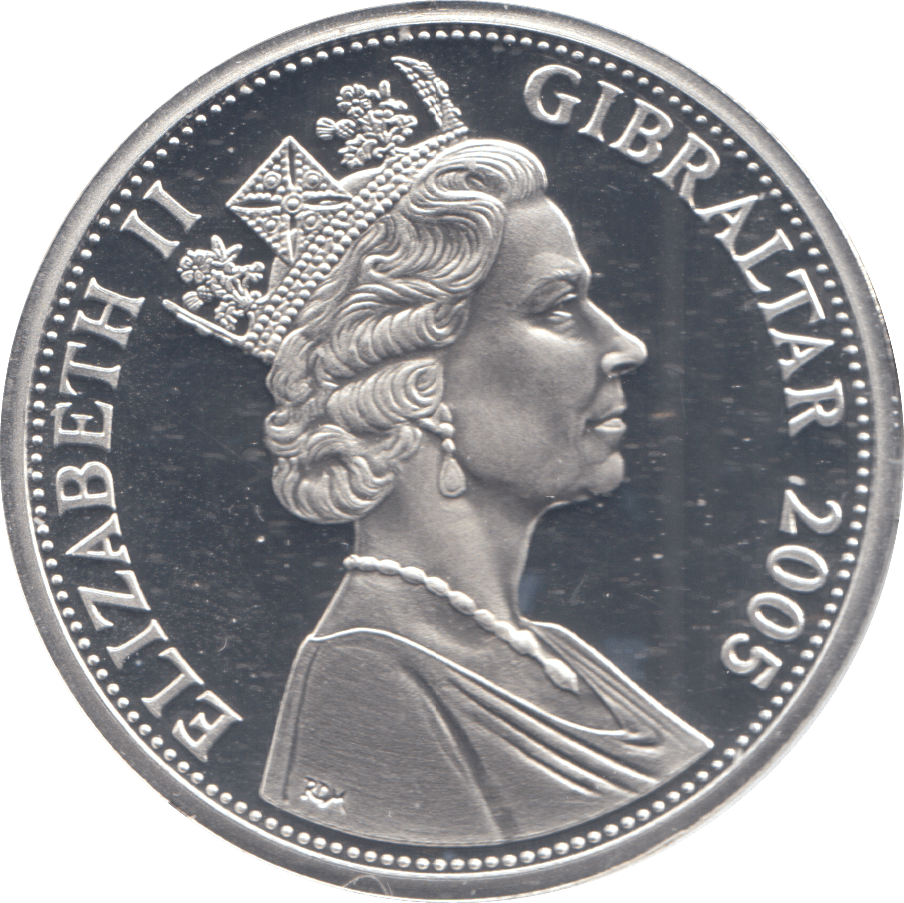 2005 SILVER PROOF TRAFALGAR FIVE POUNDS GIBRALTAR - SILVER WORLD COINS - Cambridgeshire Coins