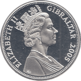 2005 SILVER PROOF TRAFALGAR FIVE POUNDS GIBRALTAR - SILVER WORLD COINS - Cambridgeshire Coins