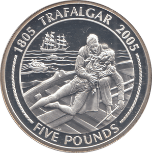 2005 SILVER PROOF TRAFALGAR FIVE POUNDS GIBRALTAR - SILVER WORLD COINS - Cambridgeshire Coins
