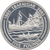 2005 SILVER PROOF TRAFALGAR FIVE POUNDS GIBRALTAR - SILVER WORLD COINS - Cambridgeshire Coins