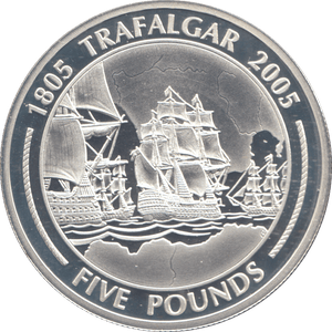 2005 SILVER PROOF TRAFALGAR FIVE POUNDS GIBRALTAR - SILVER WORLD COINS - Cambridgeshire Coins