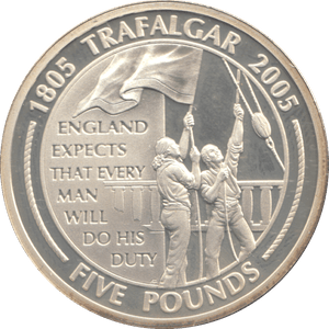 2005 SILVER PROOF TRAFALGAR FIVE POUNDS GIBRALTAR - SILVER WORLD COINS - Cambridgeshire Coins