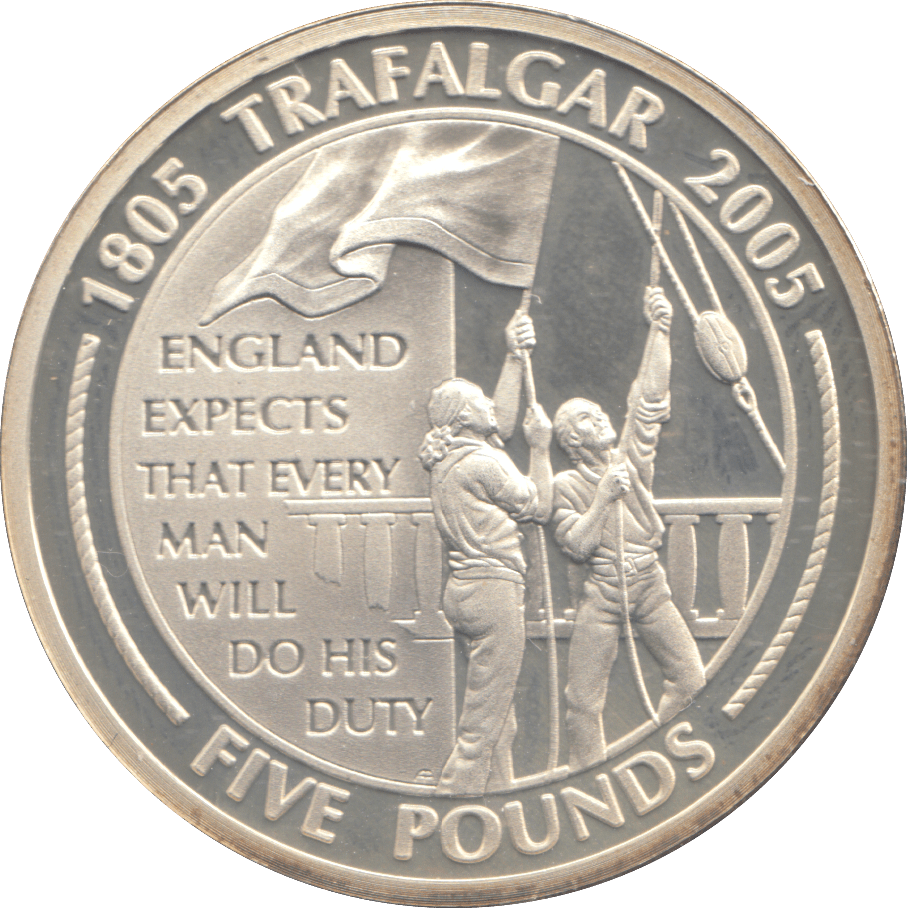 2005 SILVER PROOF TRAFALGAR FIVE POUNDS GIBRALTAR - SILVER WORLD COINS - Cambridgeshire Coins