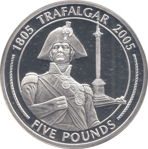 2005 SILVER PROOF TRAFALGAR FIVE POUNDS GIBRALTAR - SILVER WORLD COINS - Cambridgeshire Coins