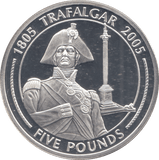 2005 SILVER PROOF TRAFALGAR FIVE POUNDS GIBRALTAR - SILVER WORLD COINS - Cambridgeshire Coins