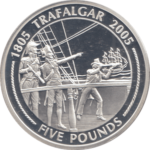 2005 SILVER PROOF TRAFALGAR FIVE POUNDS GIBRALTAR - SILVER WORLD COINS - Cambridgeshire Coins