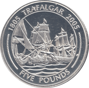 2005 SILVER PROOF TRAFALGAR FIVE POUNDS GIBRALTAR - SILVER WORLD COINS - Cambridgeshire Coins