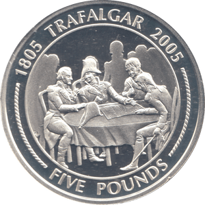 2005 SILVER PROOF TRAFALGAR FIVE POUNDS GIBRALTAR - SILVER WORLD COINS - Cambridgeshire Coins