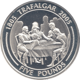 2005 SILVER PROOF TRAFALGAR FIVE POUNDS GIBRALTAR - SILVER WORLD COINS - Cambridgeshire Coins