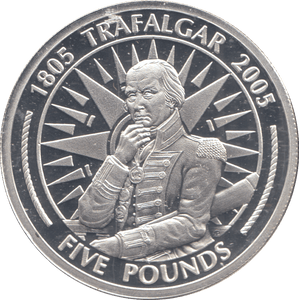 2005 SILVER PROOF TRAFALGAR FIVE POUNDS GIBRALTAR - SILVER WORLD COINS - Cambridgeshire Coins