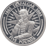2005 SILVER PROOF TRAFALGAR FIVE POUNDS GIBRALTAR - SILVER WORLD COINS - Cambridgeshire Coins