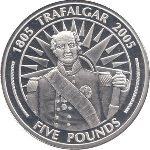 2005 SILVER PROOF TRAFALGAR FIVE POUNDS GIBRALTAR - SILVER WORLD COINS - Cambridgeshire Coins