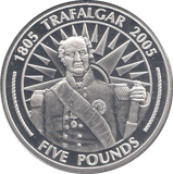 2005 SILVER PROOF TRAFALGAR FIVE POUNDS GIBRALTAR - SILVER WORLD COINS - Cambridgeshire Coins