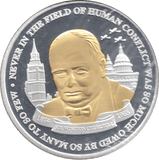 2005 WINSTON CHURCHILL COLOURED COMMEMORATIVE COIN - WORLD COINS - Cambridgeshire Coins