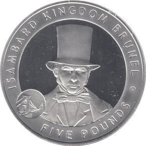 2006 £5 ISAMBARD KINGDOM BRUNEL SILVER PROOF - WORLD COINS - Cambridgeshire Coins