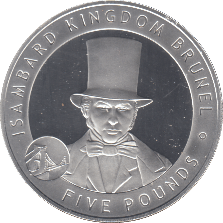 2006 £5 ISAMBARD KINGDOM BRUNEL SILVER PROOF - WORLD COINS - Cambridgeshire Coins