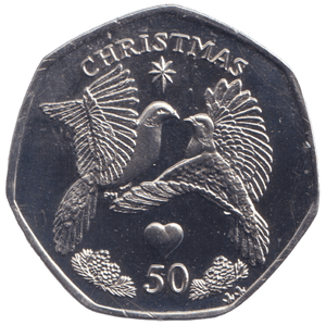2006 CHRISTMAS 50P TWO TURTLEDOVES ISLE OF MAN ( PROOF ) - 50P REGIONAL ISSUES - Cambridgeshire Coins